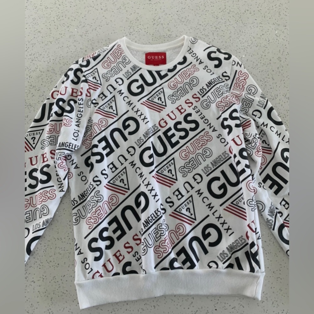 White Printed Guess Sweatshirt